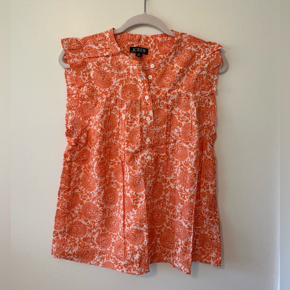 J. Crew Orange Patterned Blouse